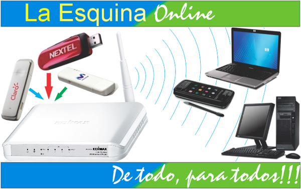 Rauter inalámbrico y cableado de tecnología 3G de la marca Edimax. Para Claro, Movistar y Nextel.