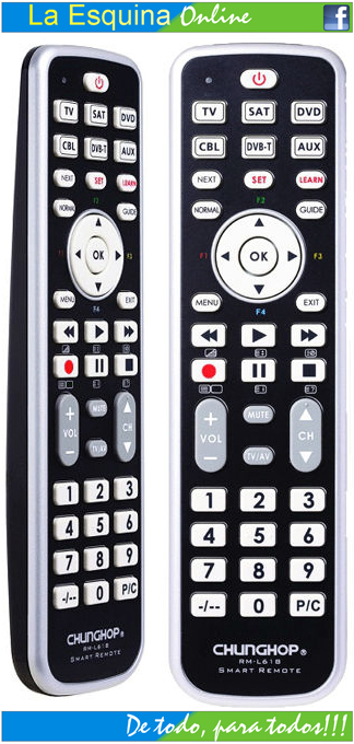 Control remoto universal inteligente. Para TV / SAT / DVD / CBL / DVB-T / AUX,