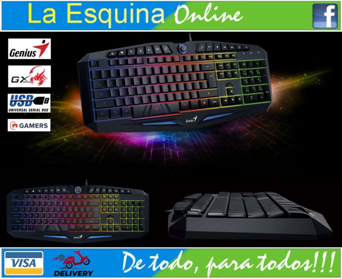 Teclado Gamer Genius GX Scorpion K9, EspaÃ±ol, Multimedia, Retro-iluminaciÃ³n y USB.