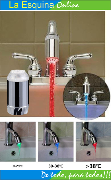 Pico de grifería luminoso, de 3 Colores