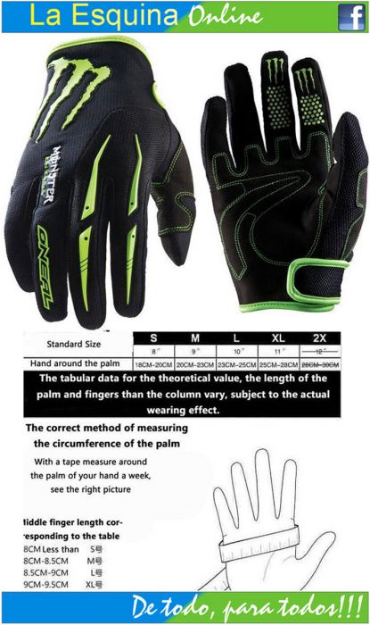 Guantes para moto o bicicleta de la serie Monsters Energy