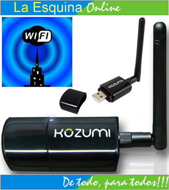 Adaptador USB Wi Fi con antena marca KOZUMI