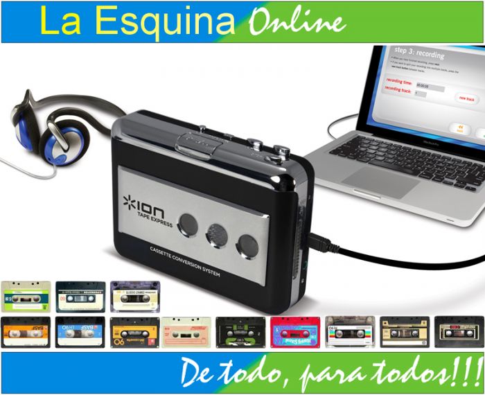Lector de Cassett de audio a MP3 USB externo. Reviva su musica.