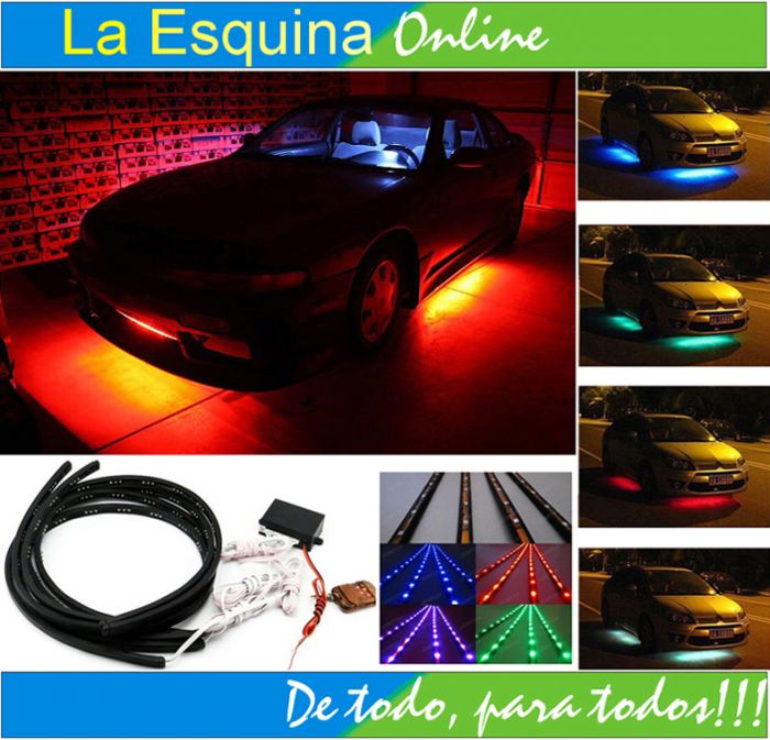 Luces LED flexibles, acuático, de  7 colores y a Control remoto. Para  abajo del Auto.