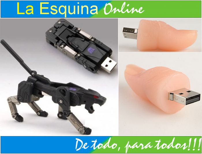 Memoria USB de 8GB. Diseño de Transformers y dedo.