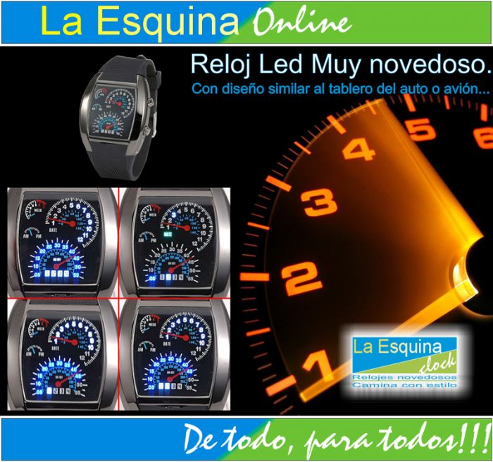 Reloj led con diseño similar al tablero de un auto
