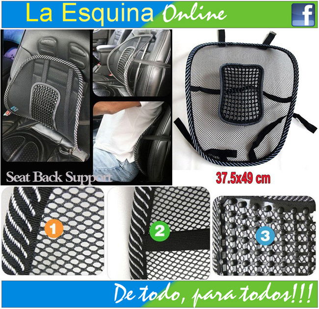 Respaldar de asiento, para corregir posición de columna y mantenerlo fresco y relajado.