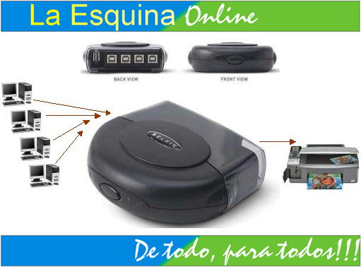 Switch de impresora o escáner. 4 PCs a 1 Accesorio USB.