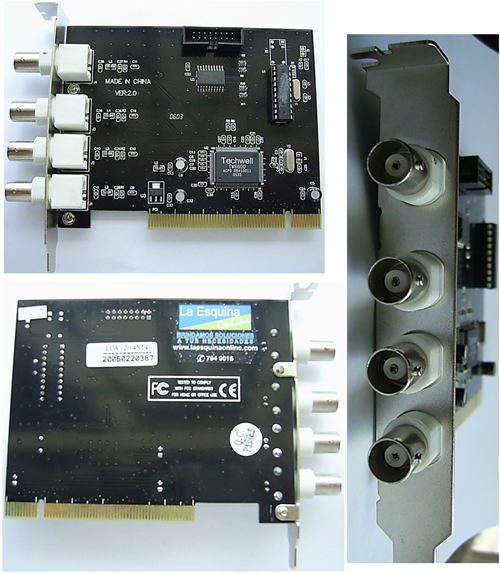 Tarjeta PCI de vigilancia para 4 cámaras de vigilancia BNC.